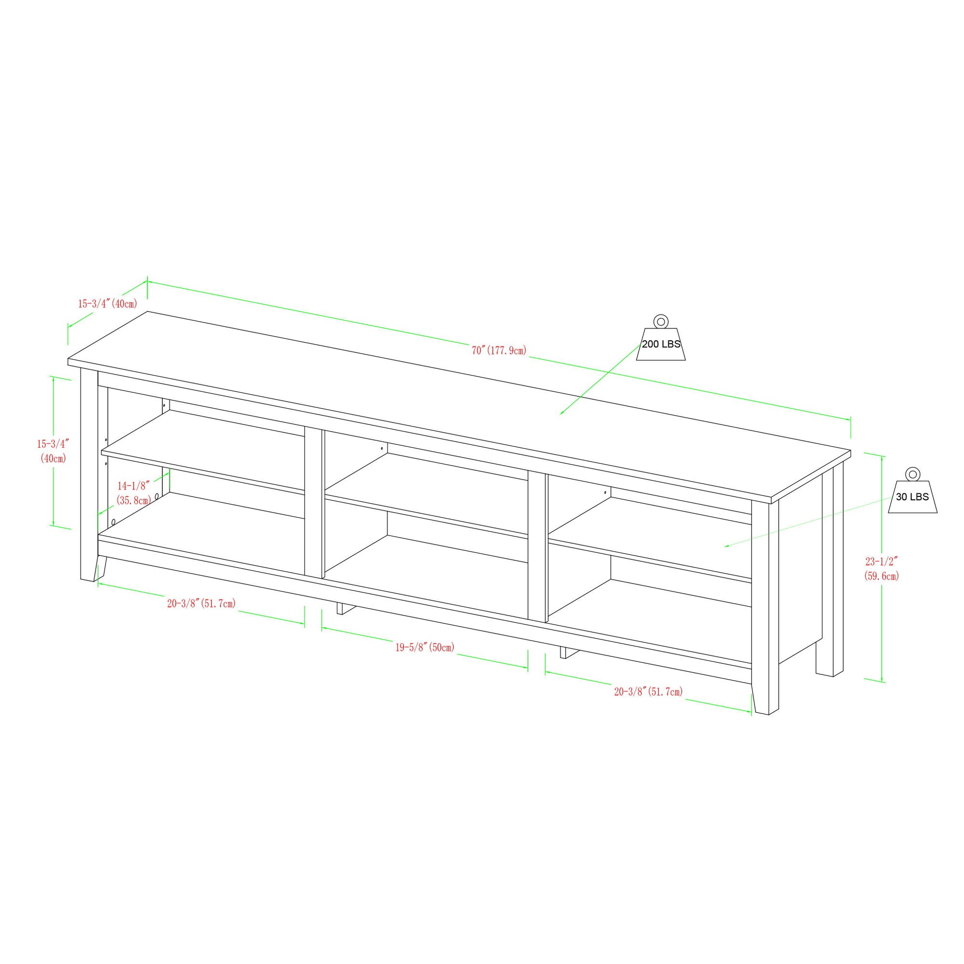 Modern Transitional 3 Shelf Open Storage 70" TV Stand For 80" TVs Walker Edison
