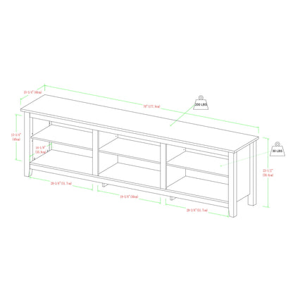 Modern Transitional 3 Shelf Open Storage 70" TV Stand For 80" TVs Walker Edison