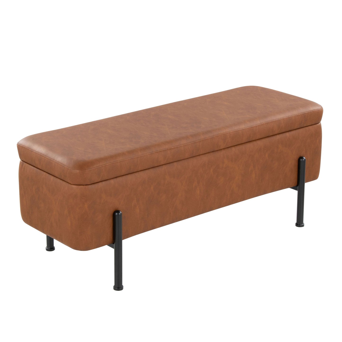 Daniella - Contemporary Storage Bench - Black / Camel Lumi Source