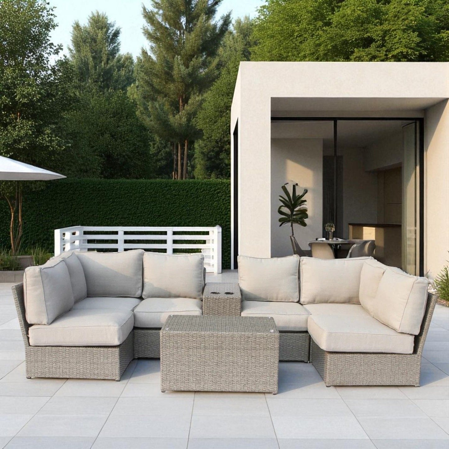 Stylish Modular Wicker Patio Seating Group LSI Patio Furniture