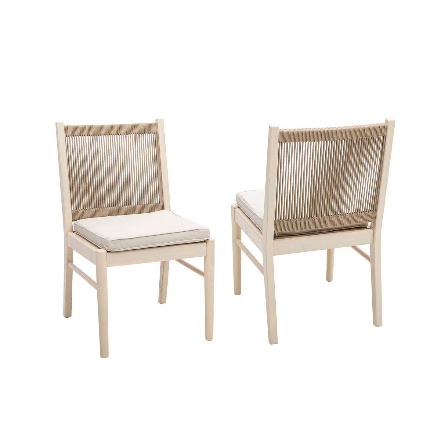 Cordoba - Dining Chair (Set of 2) With Acacia Wood Frame And Water Repellent Fabric - Beige / Yellow Noble House