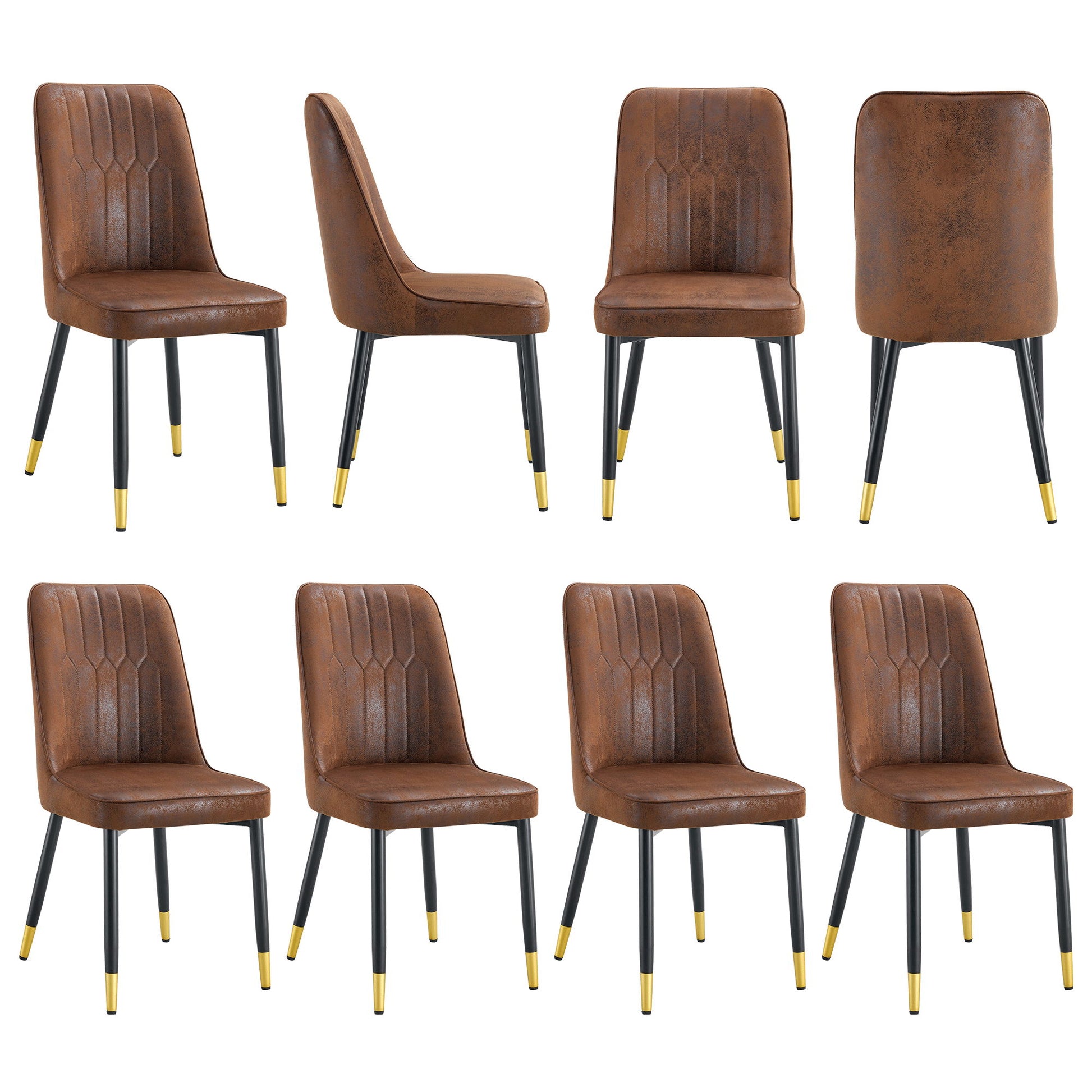 Modern Dining Chair Set With Metal Legs And Accents (Set of 2) - Brown / Black Home Essentials