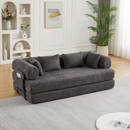 Convertible Sleeper Sofa Bed With Cylindrical Pillow Home Essentials