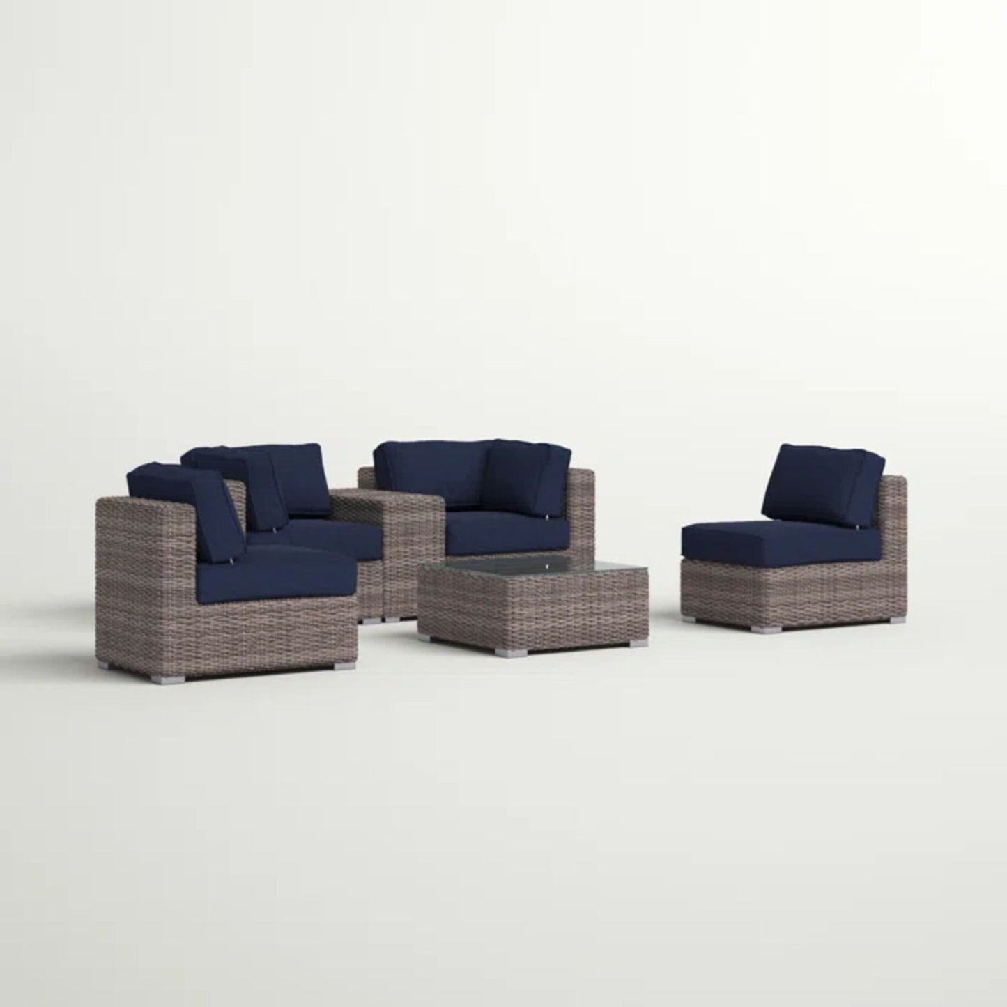 Wicker Seating Group Set With Table And Cushions LSI Patio Furniture