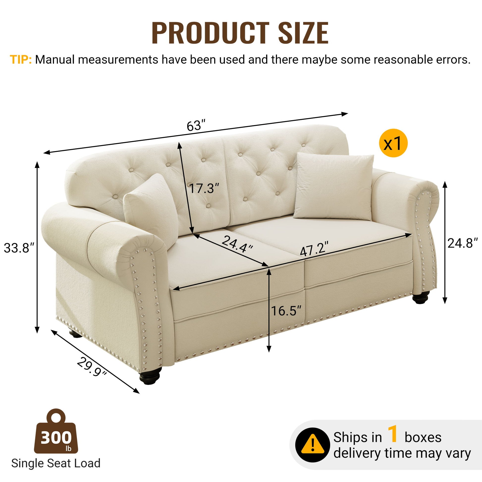 Upholstered Chesterfield Sofa With Nailhead Trim And Rolled Armrests Home Essentials