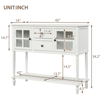 Hearth & Haven Stella Buffet Storage Cabinet With Bottom Shelf, White Hearth and Haven
