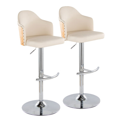 Ahoy - Contemporary Adjustable Barstool, Swivel With Rounded T Footrest (Set of 2) Lumi Source