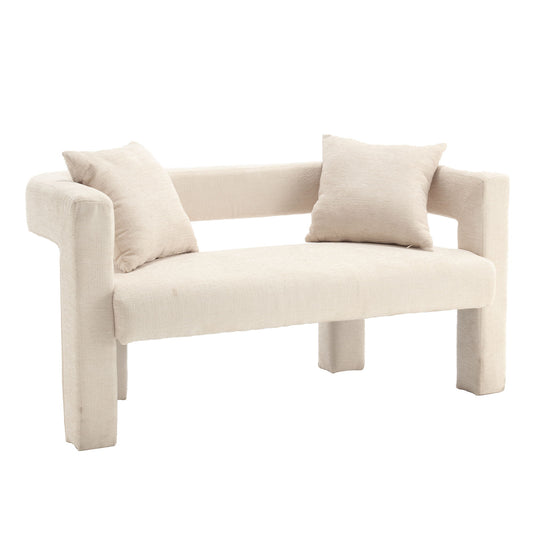 Modern Chenille Loveseat Sofa, Comfy Upholstered 2 Seater