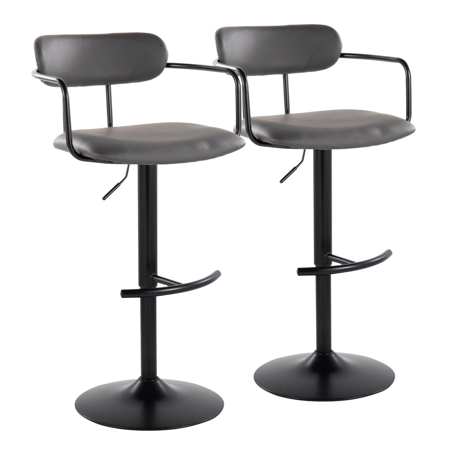 Demi - Contemporary Adjustable Height Barstool With Swivel With Rounded T Footrest (Set of 2) Lumi Source