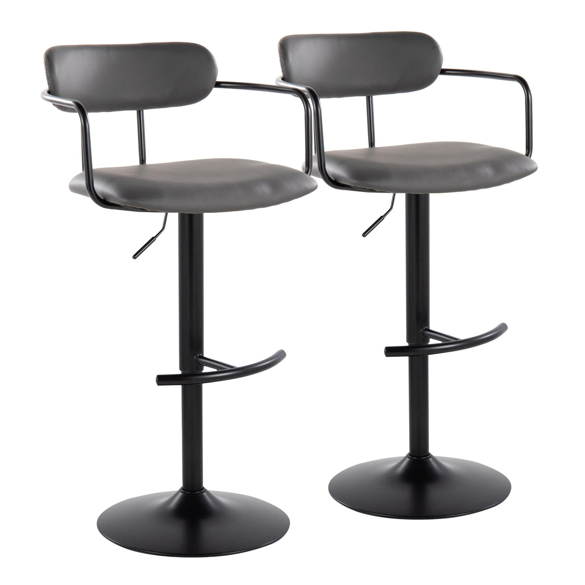 Demi - Contemporary Adjustable Height Barstool With Swivel With Rounded T Footrest (Set of 2) Lumi Source