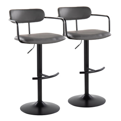Demi - Contemporary Adjustable Height Barstool With Swivel With Rounded T Footrest (Set of 2) Lumi Source