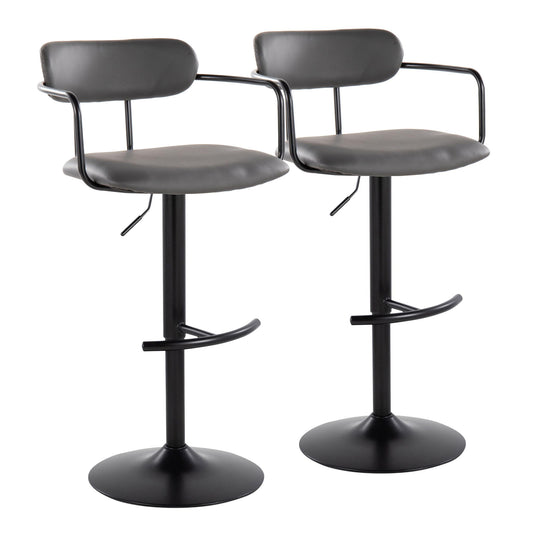 Demi - Contemporary Adjustable Height Barstool With Swivel With Rounded T Footrest (Set of 2) Lumi Source
