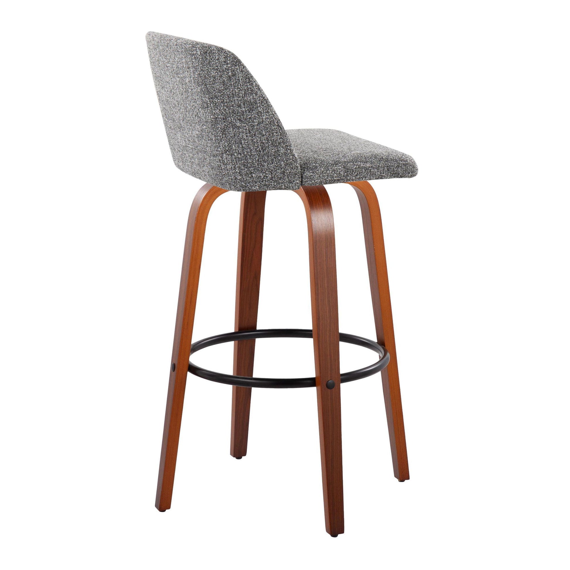 Toriano - Mid Century Modern Fixed Height Barstool Swivel And Round Footrest (Set of 2) Lumi Source