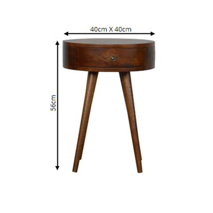 Nordic Chestnut Circular Nightstand Artisan Furniture