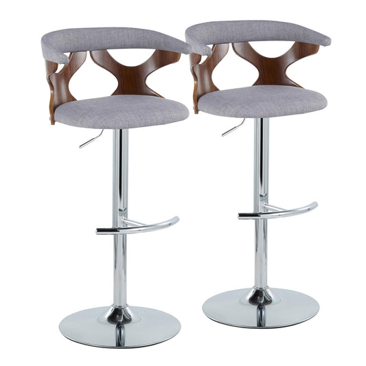 Gardenia - Mid Century Modern Adjustable Barstool With Swivel With Rounded T Footrest (Set of 2) Lumi Source
