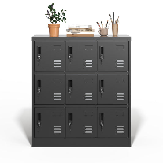 9 Door Employee Storage Locker With Card Slot, Lockers For Office, Gym, School, And Home - Black Home Essentials