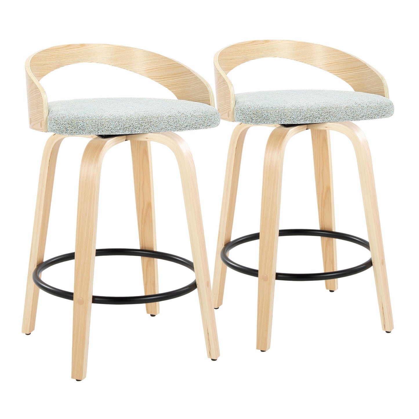 Grotto - Mid-Century Modern Fixed Height Counter Stool Swivel &h Round Footrest Lumi Source