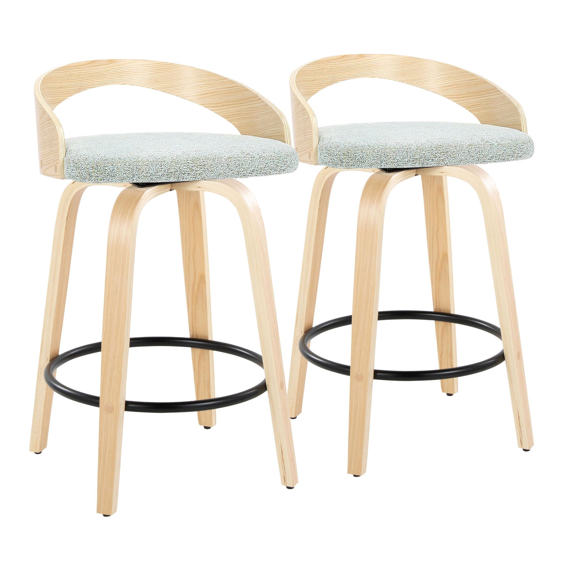 Grotto - Mid-Century Modern Fixed Height Counter Stool Swivel &h Round Footrest Lumi Source