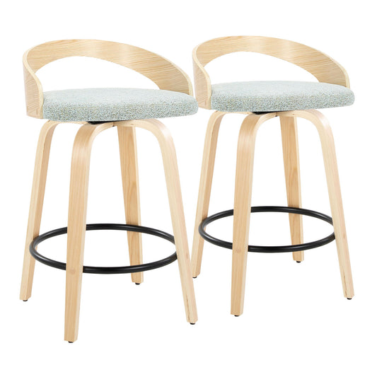 Grotto - Mid-Century Modern Fixed Height Counter Stool Swivel &h Round Footrest Lumi Source