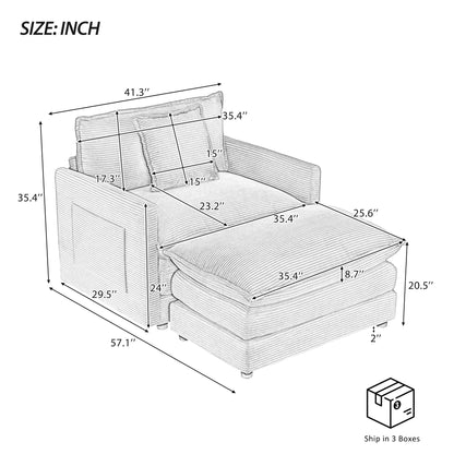 Modern Modular Sofa With Side Storage Pockets For Living Room