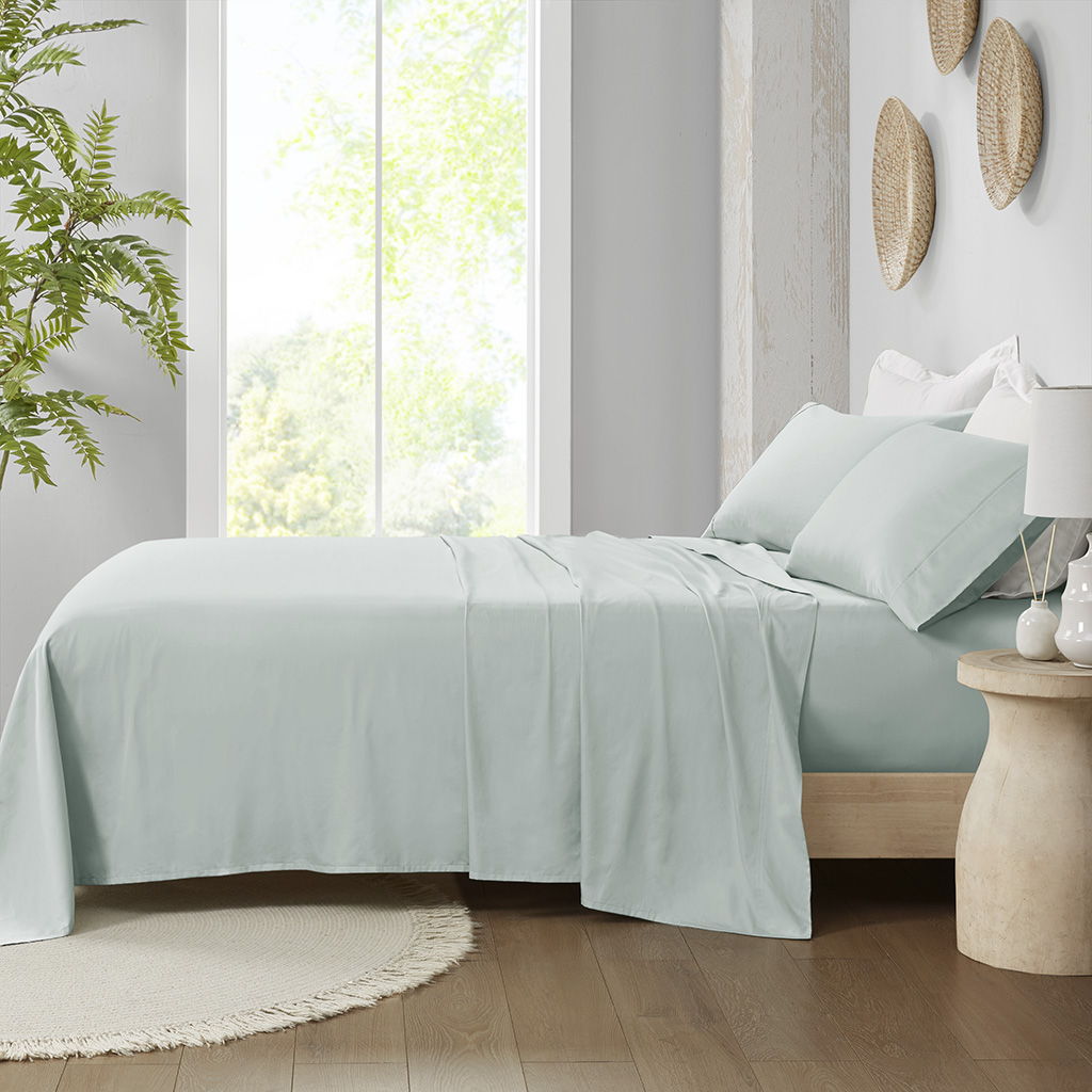 300 Thread Count Organic Cotton - Queen Deep Pocket Sheet Set - Aqua Madison Park
