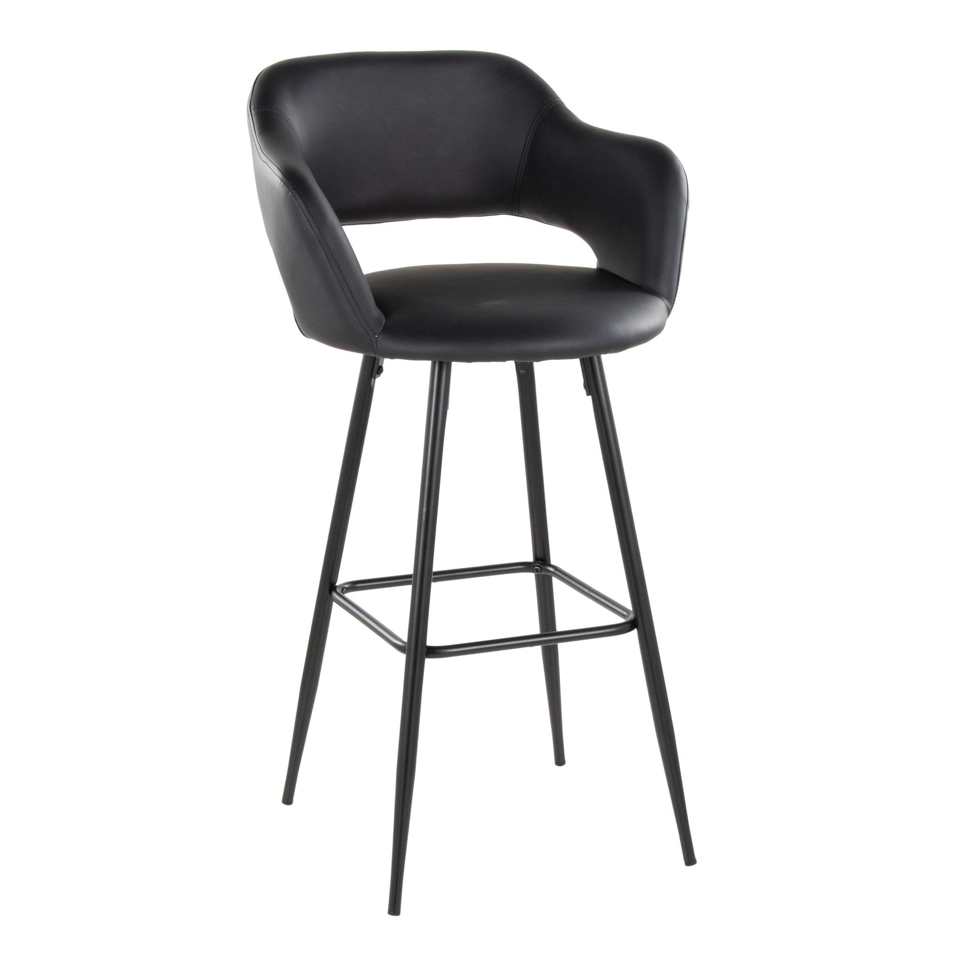 Margarite - Contemporary Fixed Height BarStool With Square Footrest (Set of 2) Lumi Source
