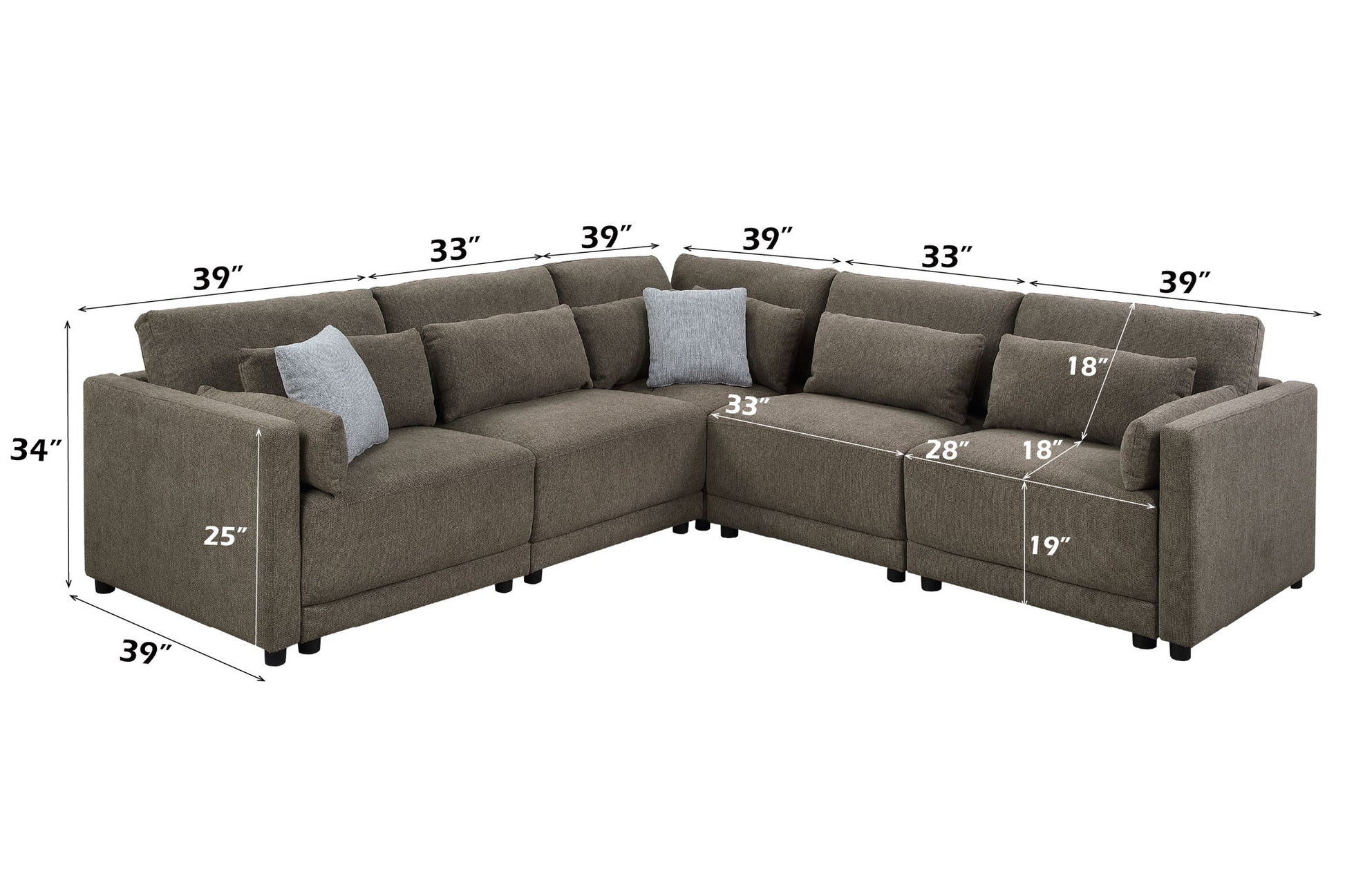 Rylie - Modular Sectional Sofa With Toss Pillows Acme