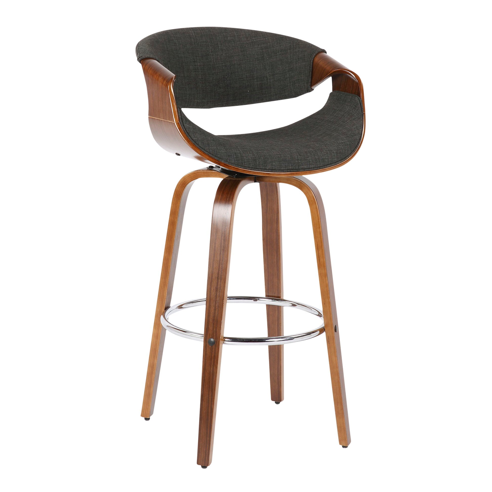Curvini Mid - Century Modern Fixed Height Barstool With Swivel (Set of 2) Lumi Source
