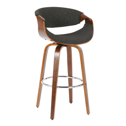 Curvini Mid - Century Modern Fixed Height Barstool With Swivel (Set of 2) Lumi Source
