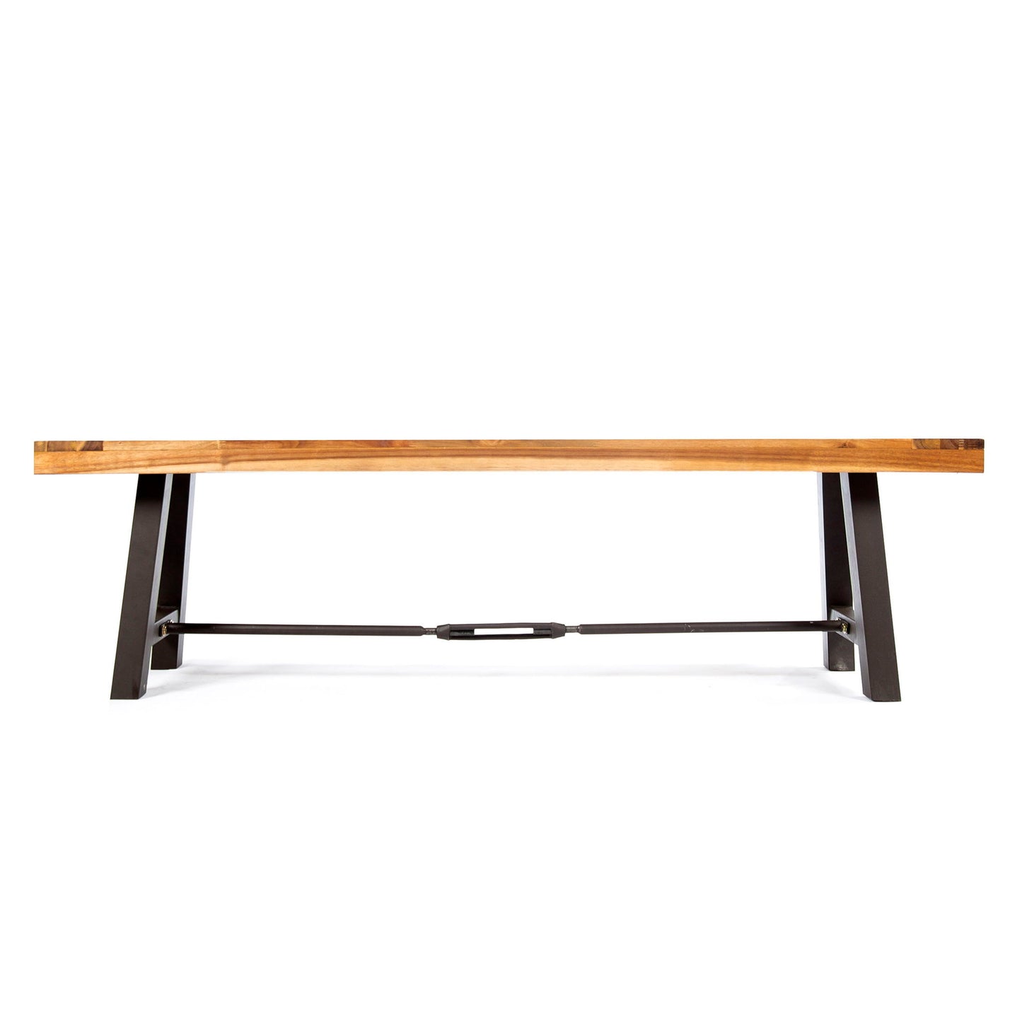 Outdoor Dining Bench, Patio Backless Bench - Teak / Black Noble House