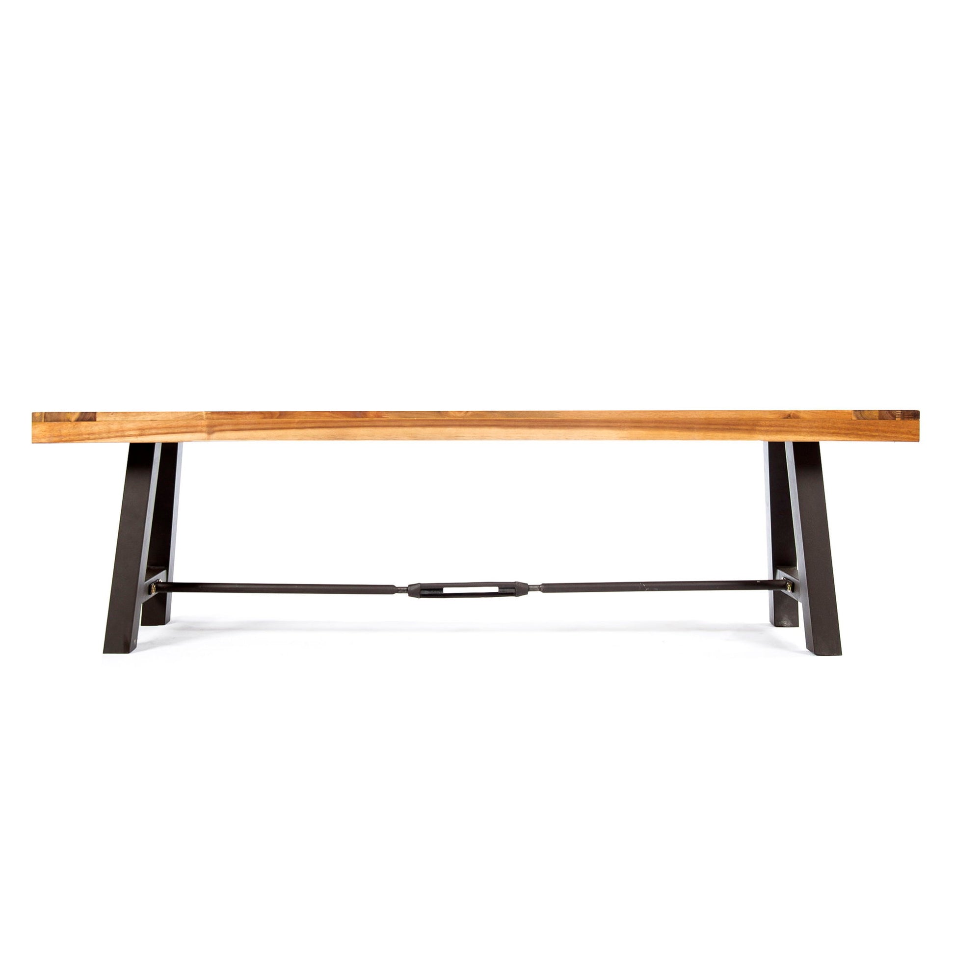 Outdoor Dining Bench, Patio Backless Bench - Teak / Black Noble House