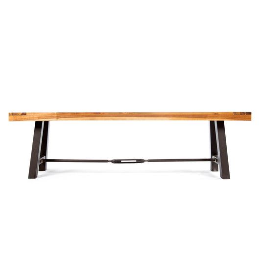 Outdoor Dining Bench, Patio Backless Bench - Teak / Black Noble House