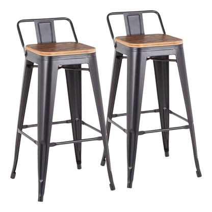 Oregon - Industrial Low Back Barstool (Set of 2) - Black Lumi Source