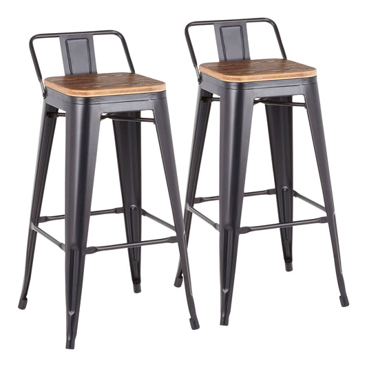 Oregon - Industrial Low Back Barstool (Set of 2) - Black Lumi Source