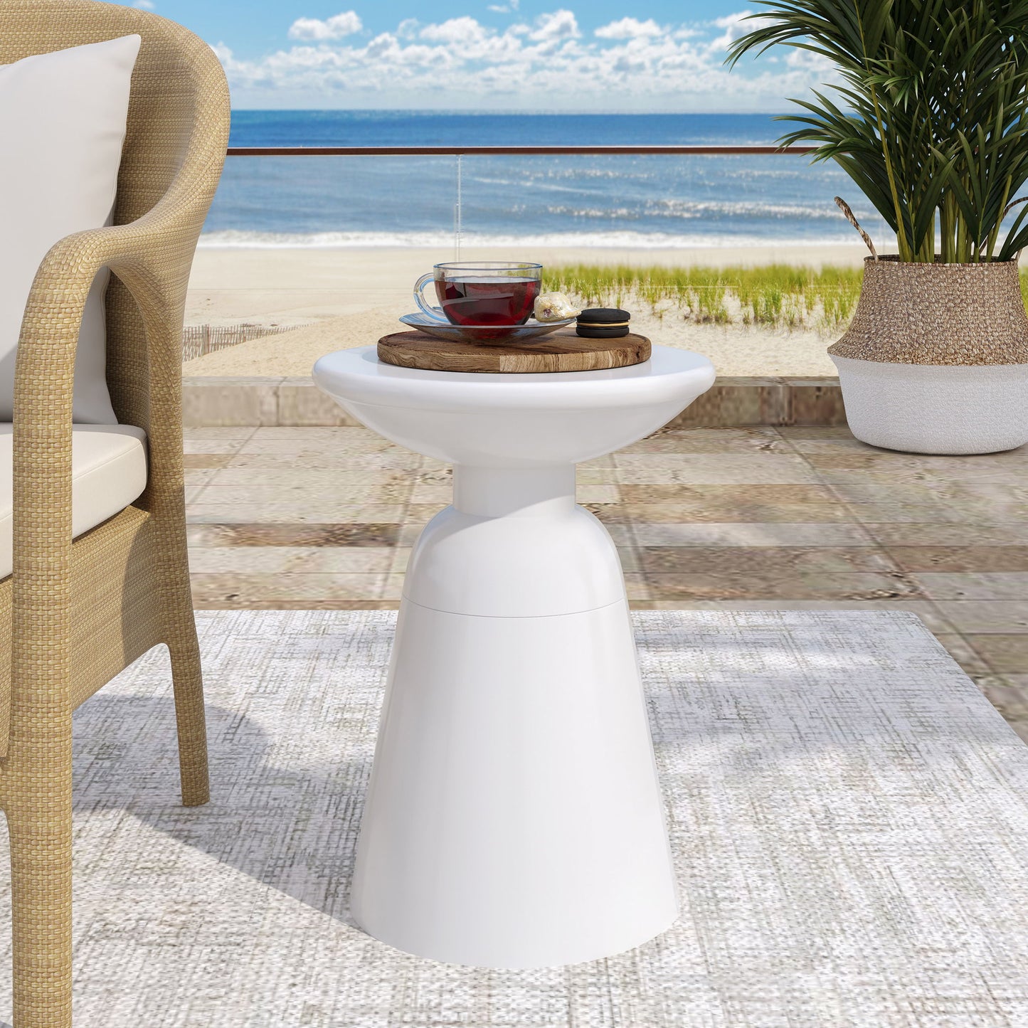 Outdoor Modern Metal End Large Table Noble House