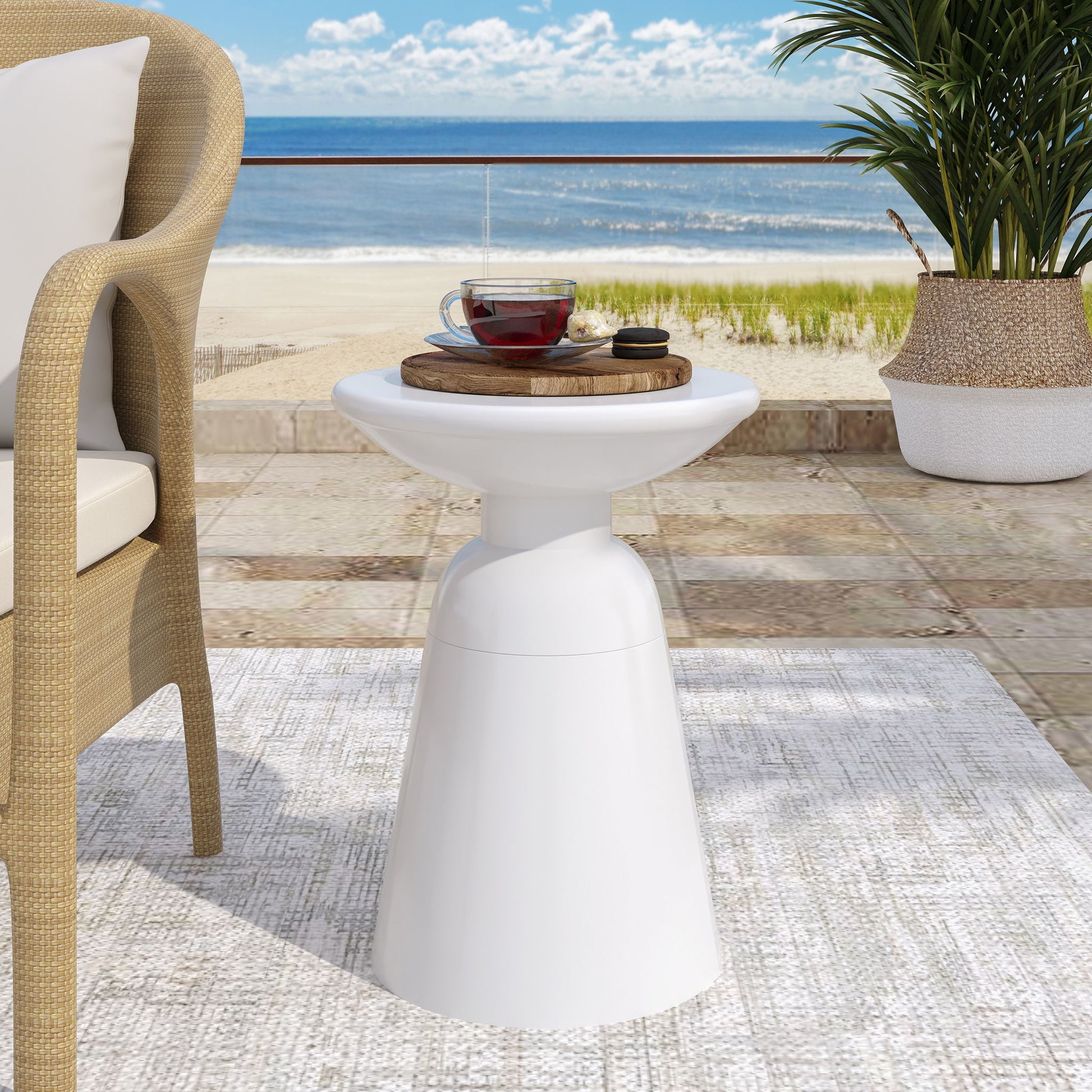 Outdoor Modern Metal End Large Table Noble House