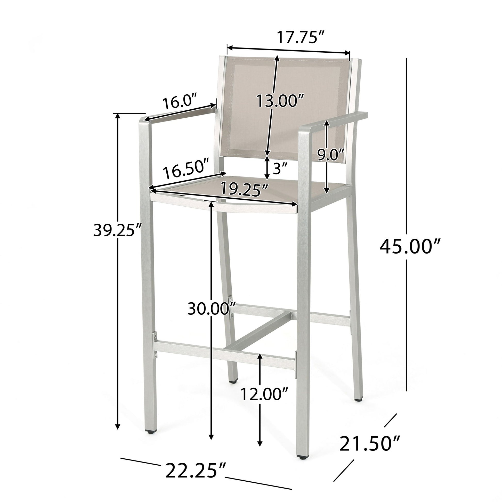Outdoor Rust Proof Aluminum Barstools (Set of 2) Noble House