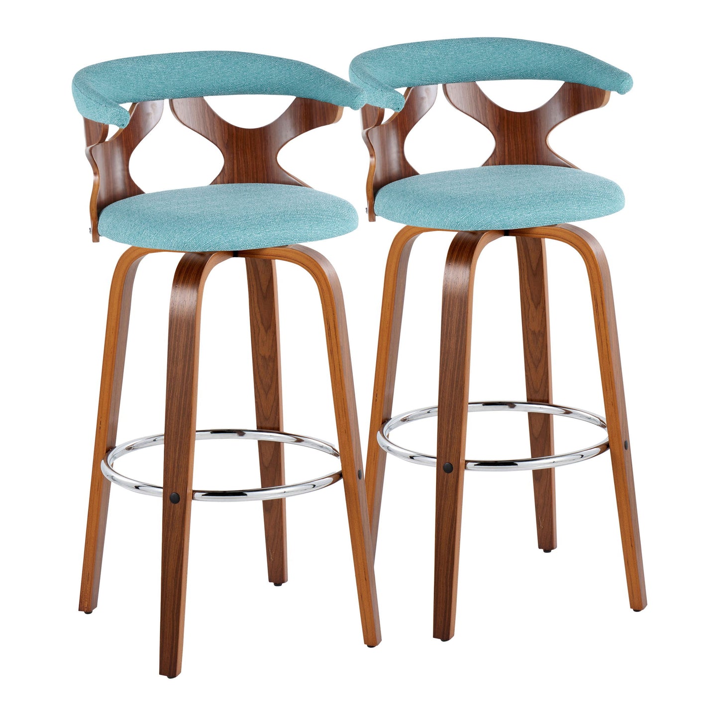 Gardenia - Mid Century Modern Fixed Height Barstool With Swivel With Round Footrest (Set of 2) Lumi Source
