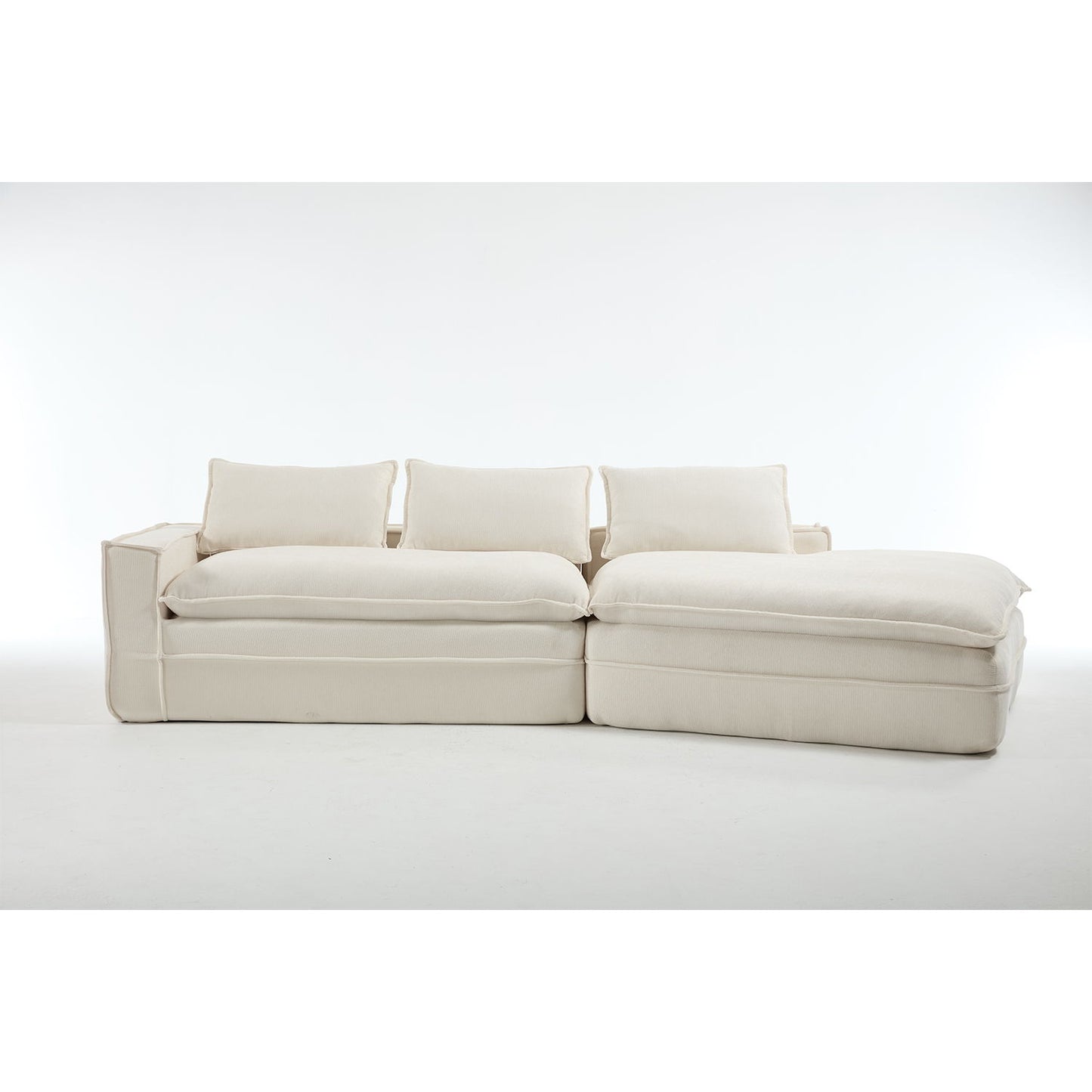 Modern Minimalist Modular Sectional Sofa With Deep Seats And Right Facing Chaise Home Essentials