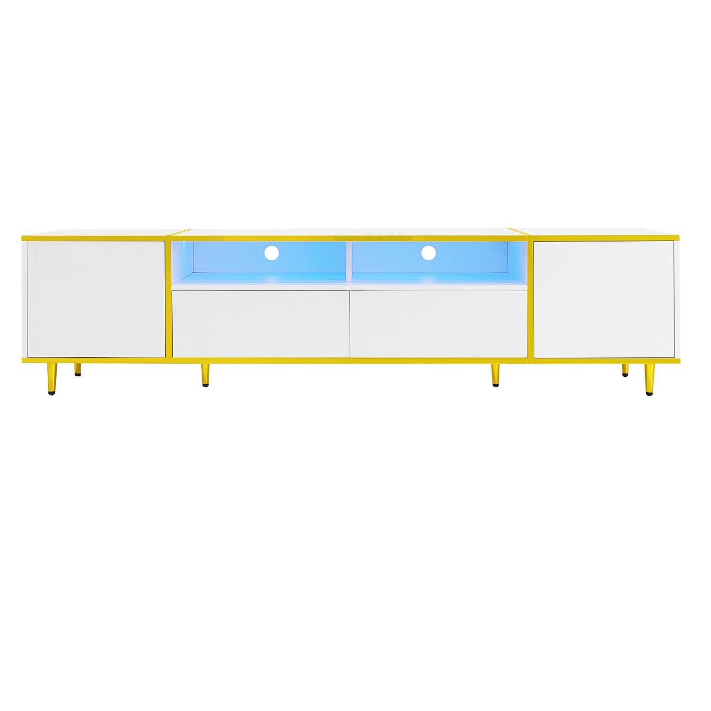 TV Stand For TVs Up To 80", Entertainment Center With 2 Shelves And LED Lights Hearth and Haven