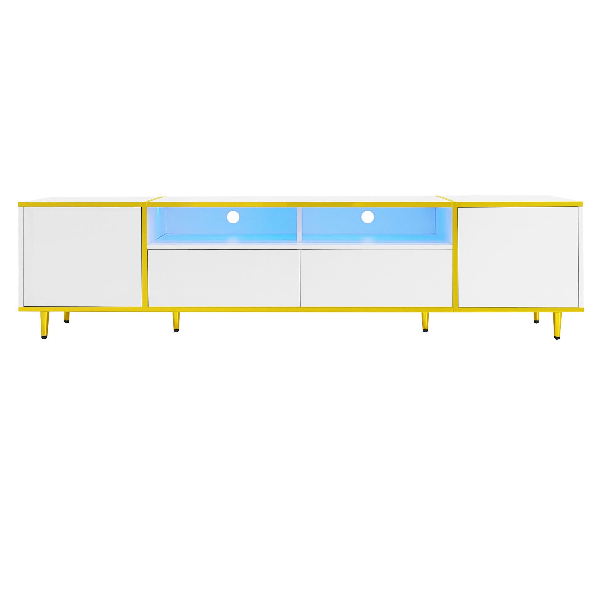 TV Stand For TVs Up To 80", Entertainment Center With 2 Shelves And LED Lights Hearth and Haven