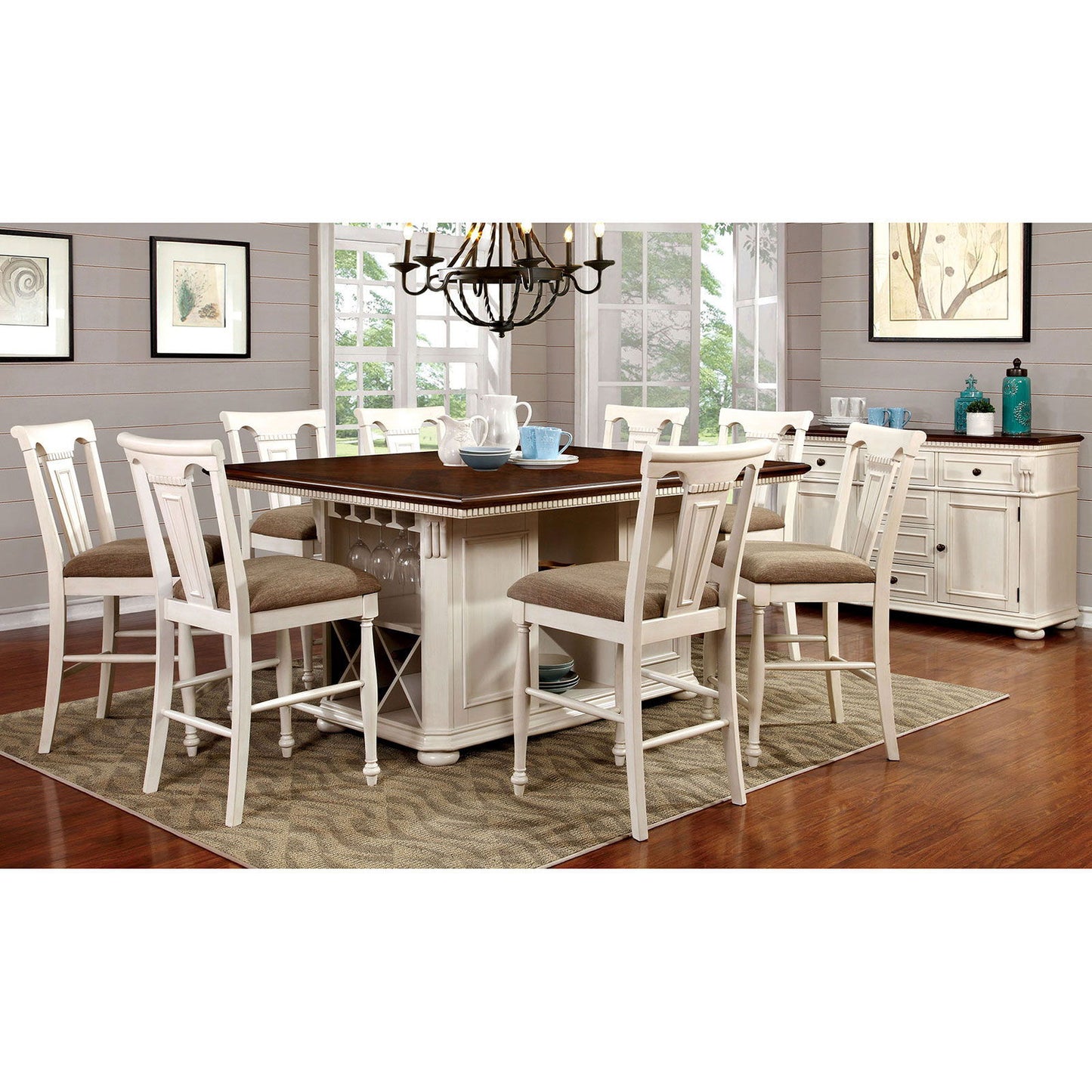 Sabrina - Counter Height Table - Off-White / Cherry