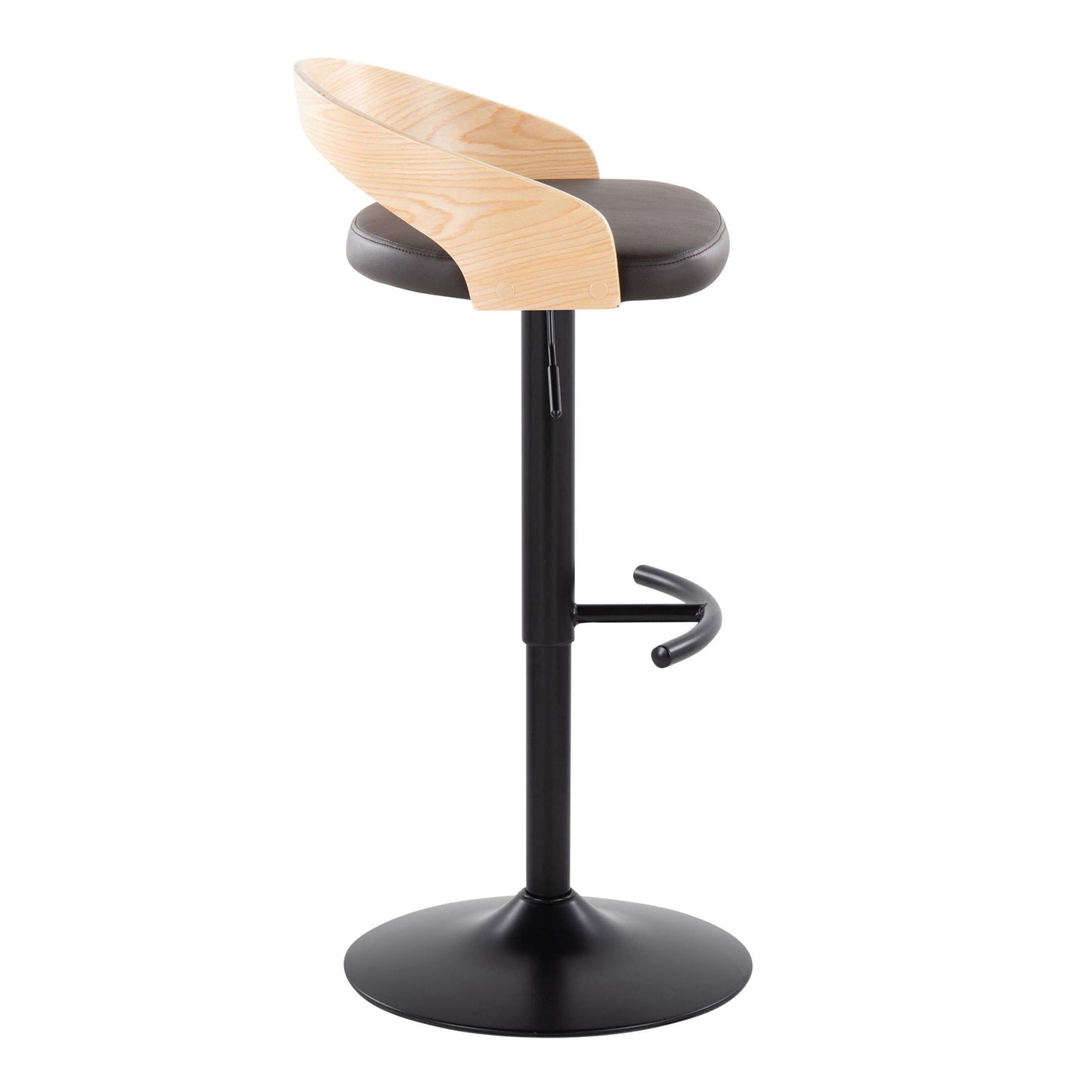 Grotto - Contemporary Adjustable Barstool With Swivel & Rounded T Footrest (Set of 2) Lumi Source