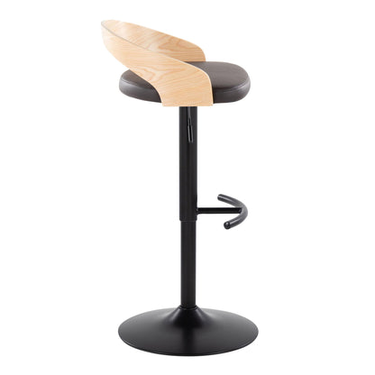 Grotto - Contemporary Adjustable Barstool With Swivel & Rounded T Footrest (Set of 2) Lumi Source