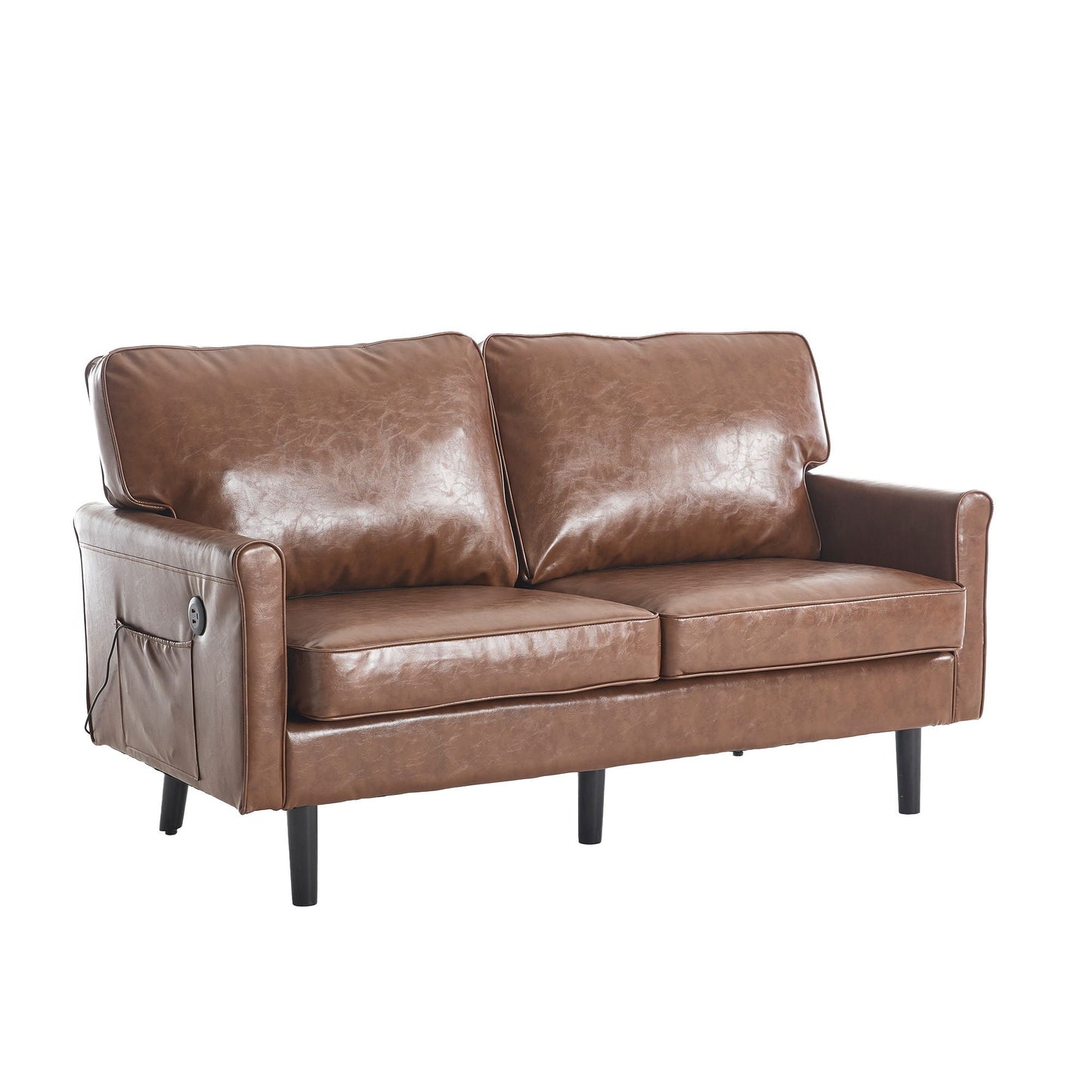 Mid Century Modern Loveseat Sofa With USB Ports, Removable Pillow Cover Home Essentials