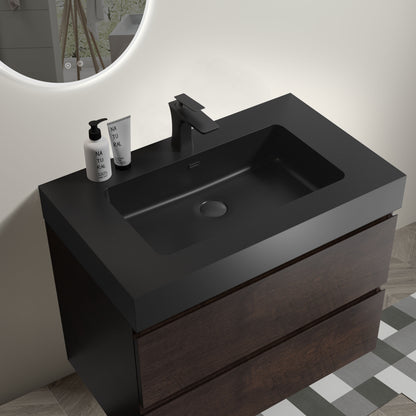 Alice - Bathroom Vanity Wall Mounted With Sink, Large Storage Floating Bathroom Vanity For Modern Bathroom, One-Piece Sink Basin Without Drain And Faucet