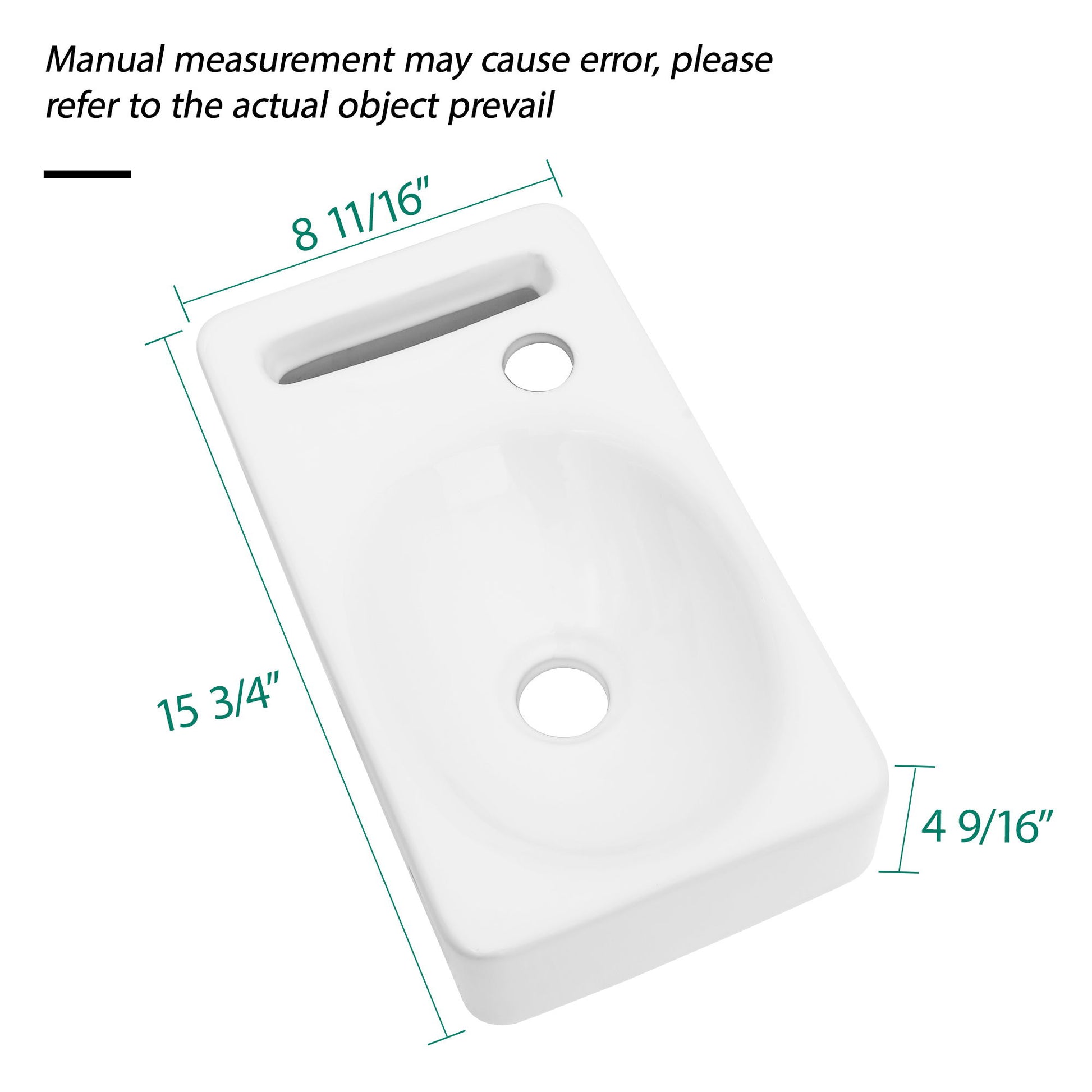Rectangle, Wall Mount Bathroom Sink & Single Faucet Hole - White Daily Nest