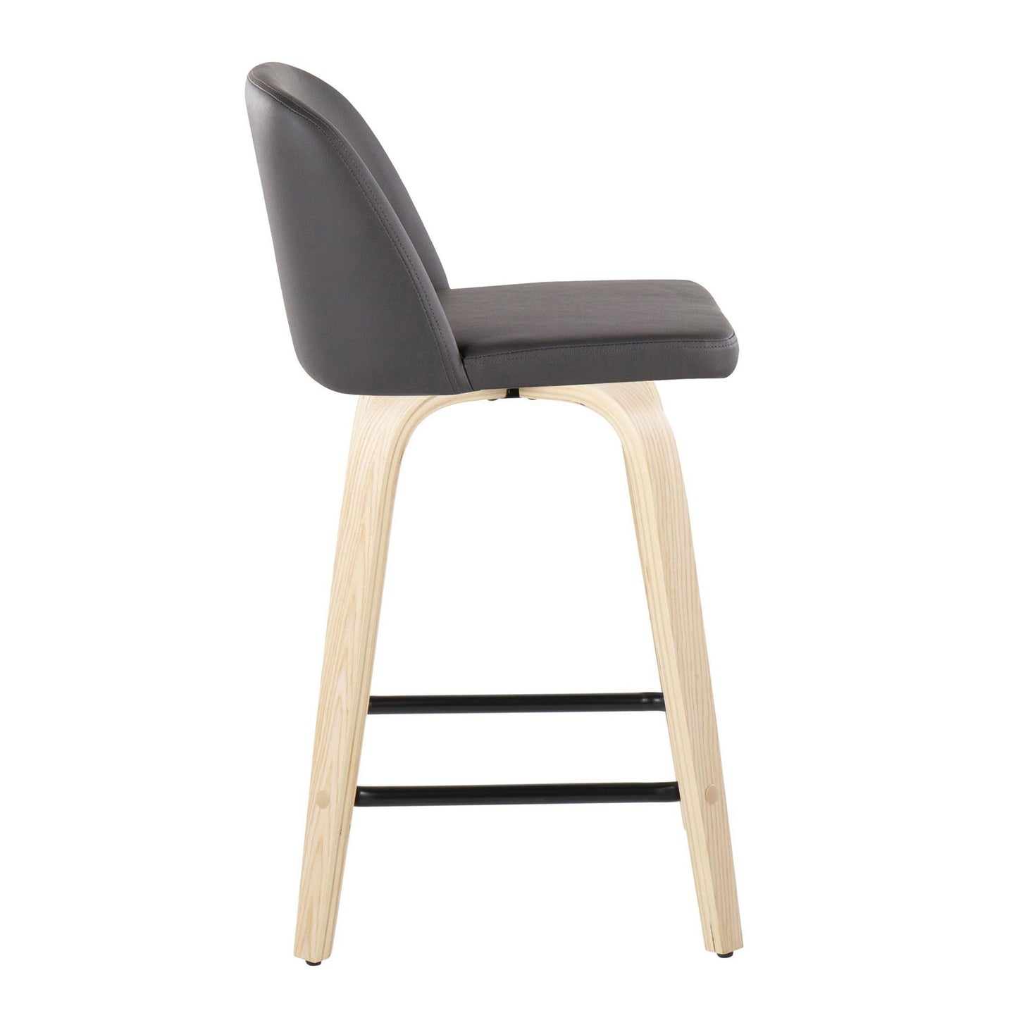 Toriano - Contemporary Modern Design Fixed Height Counter Stool With Swivel With Square Footrest (Set of 2) Lumi Source