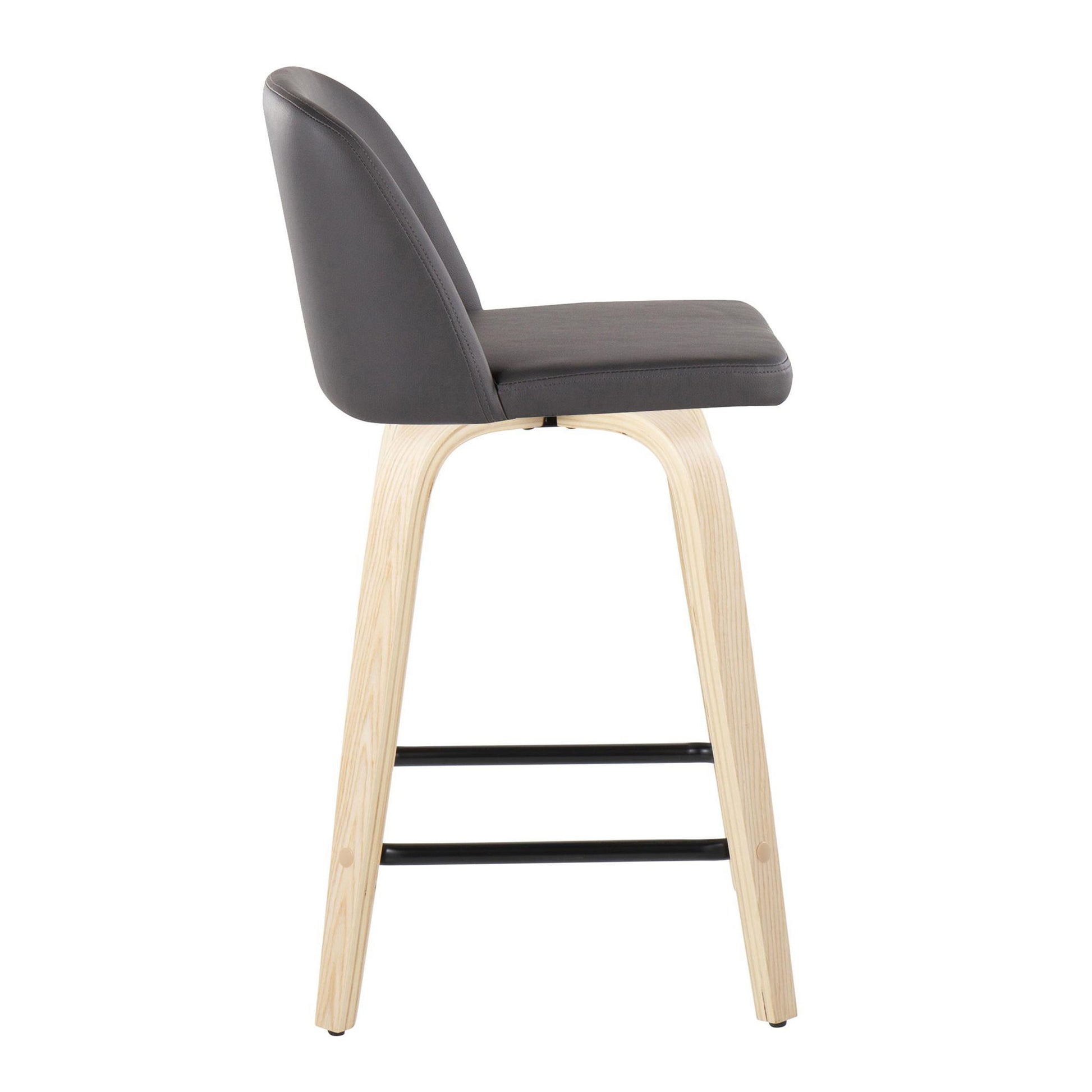 Toriano - Contemporary Modern Design Fixed Height Counter Stool With Swivel With Square Footrest (Set of 2) Lumi Source