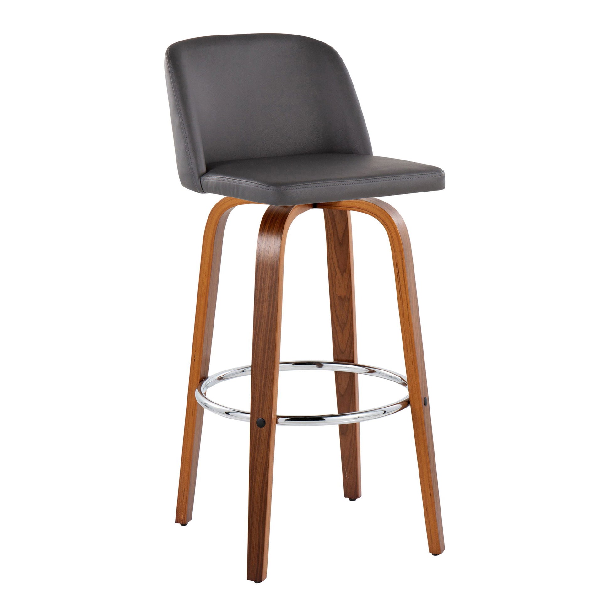 Toriano - Mid Century Modern Fixed Height, Barstool With Swivel With Round Footrest (Set of 2) Lumi Source